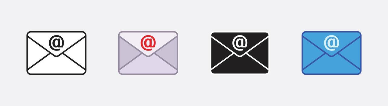 Minimal Line Art Email Icons for Web Interface, Office Use and Simple UI Design vector