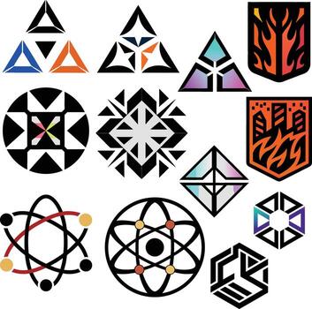 Icon set of Abstract Geometric Logos in Modern Style and Bright Color Design vector
