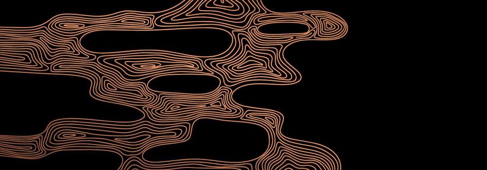 dorado lujo bandera con ondulado modelo. negro antecedentes con oro líneas. fluido líquido textura. alivio líneas. manchas con geométrico modelo. bronce curvas. resumen diseño elemento vector