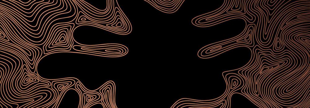 Wavy golden design elements. Luxury banner with wave pattern. Flowing liquid texture. Bronze curves. Black background with gold lines. Abstract geometric illustraton vector