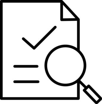 Document checkmark magnifying glass audit verification review approval inspection analysis icon vector