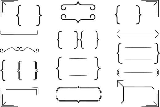 Collection of Decorative Brackets and Frames for Text Formatting vector