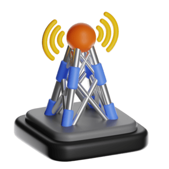 3d rádio torre transmitindo sinal em transparente fundo png