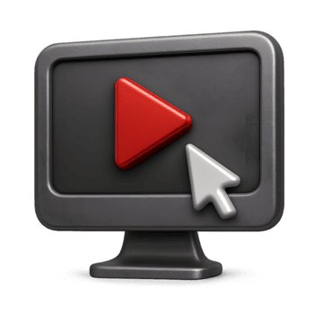 computadora monitor con jugar botón y cursor png