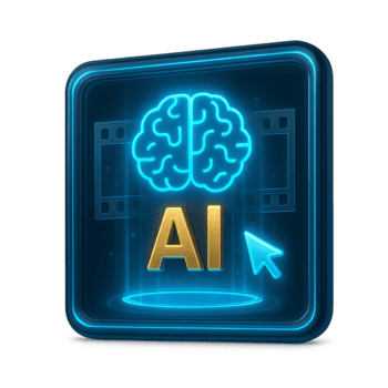 Artificial Intelligence Brain Icon with AI Text and Cursor png