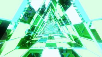 smaragd- kristalliserad triangel vj slinga tunnel bakgrund för fest video