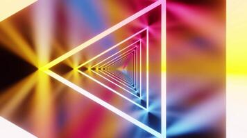 vj lus achtergrond van gedraaid driehoek neon lampen met verschillend kleuren video