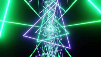 verde e viola vj ciclo continuo sfondo con ruotato triangoli e rispecchiato pavimento video