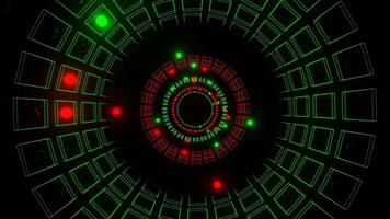 rosso e verde strobo nel neon piazza elementi tunnel sfondo vj ciclo continuo nel 4k video