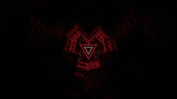 rosso e bianca neon triangoli nel tunnel di piazze sfondo vj ciclo continuo nel 4k video