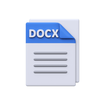 DOCX file, format, 3D icon. Word document format for text editing, reports, and formatted digital content. png