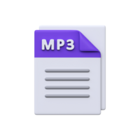 mp3 archivo, formato, 3d icono. audio formato para música, sonido efectos, y digital reproducción. png