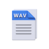 wav archivo, formato, 3d icono. descomprimido audio formato para alta calidad sonido, música, y grabaciones png