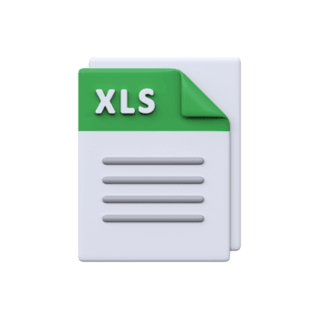 XLS file, format, 3D icon. Spreadsheet document for organizing data, calculations, and tabular content. png