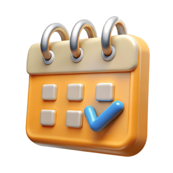 3d calendario icona con dai un'occhiata marchio promemoria e programma Data icona nel morbido rendere stile png