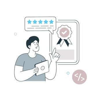 Software Review Illustration. EPS 10 File vector