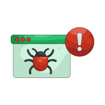 Bug Error Alert on Browser Illustration vector