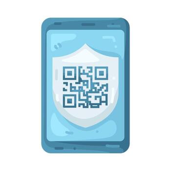 móvil con qr código y proteger ilustración vector