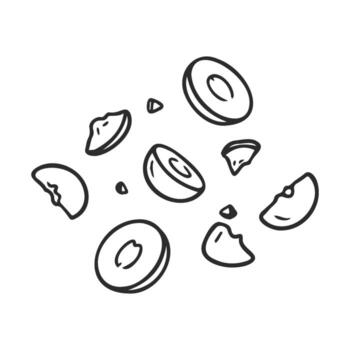 seamless pattern of chocolate chip cookies with bites and crumbs vector