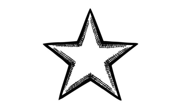 drawn sketch of a textured five-pointed star on white background vector