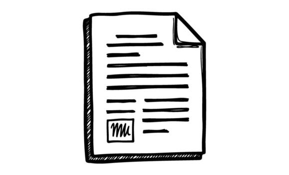 dibujado documento con firma y texto vector