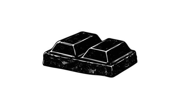 Black and white sketch of a chocolate bar with two segments vector