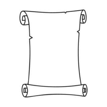 Blank scroll outline with curled edges on white background vector