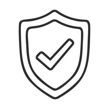 Shield icon with checkmark symbolizing security and protection vector