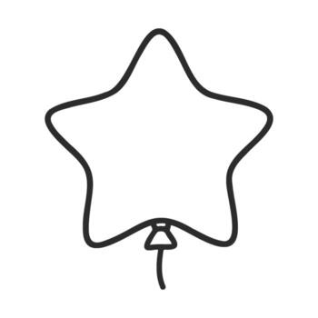 Simple star-shaped balloon outline with string vector