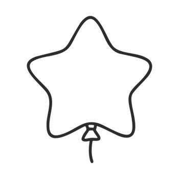 Outline of star-shaped balloon with string on white background vector