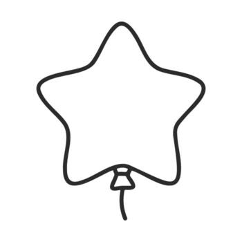 Simple outline of star-shaped balloon with string on white background vector