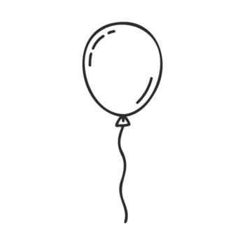 Simple line drawing of balloon with curved string on white background vector