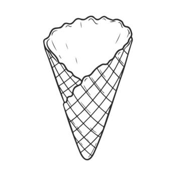 Sketch of waffle ice cream cone detailed outline with grid pattern design vector