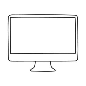 minimalista computadora monitor contorno bosquejo en blanco antecedentes vector