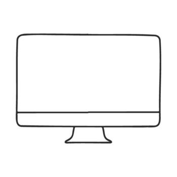 minimalista negro y blanco computadora monitor bosquejo con un blanco pantalla vector