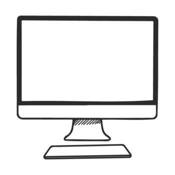 negro y blanco bosquejo de un escritorio computadora monitor con estar vector