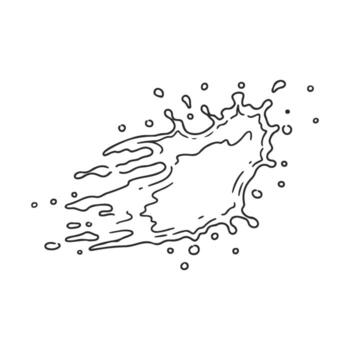 Abstract black and white splash outline with dynamic liquid motion and fluid design vector