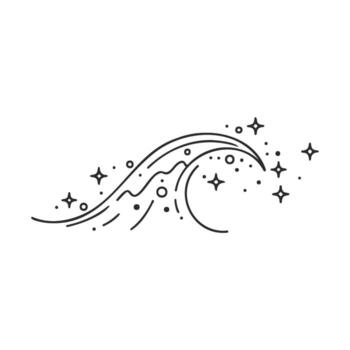 Abstract wave with stars and dots design in monochrome vector
