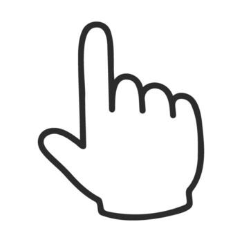 Black outline of hand gesture with index finger pointing up vector