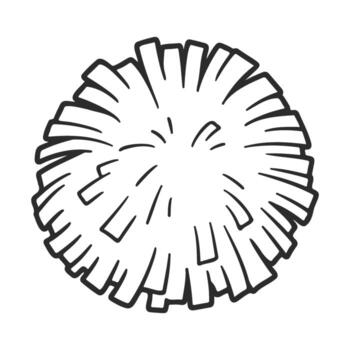 Black and white pom-pom design with abstract lines in circular pattern vector