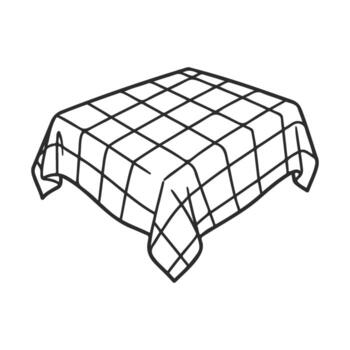 Simple checkered pattern tablecloth on table vector