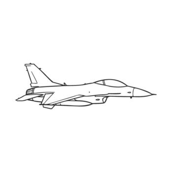 Outline of a fighter jet in flight side view vector