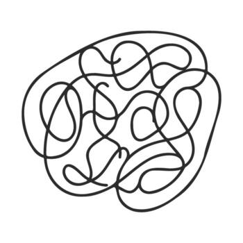 Abstract black line art tangled loop design on white background vector