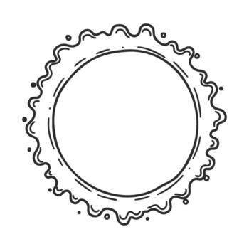 Hand drawndecorative circular frame with wavy lines and dots vector