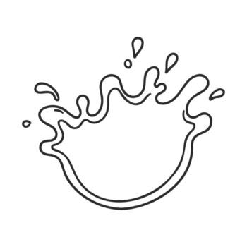 Black line art of splashing water with dynamic movement and fluid design vector