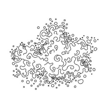 Abstract fluid shape with curves and dots in black and white line art vector