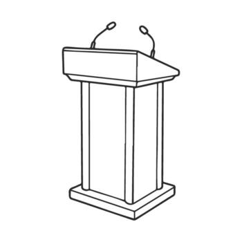 Outline of podium with microphones for speech or presentation vector