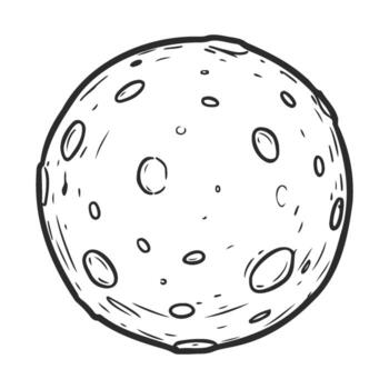 Monochrome moon sketch with craters and circular patterns vector