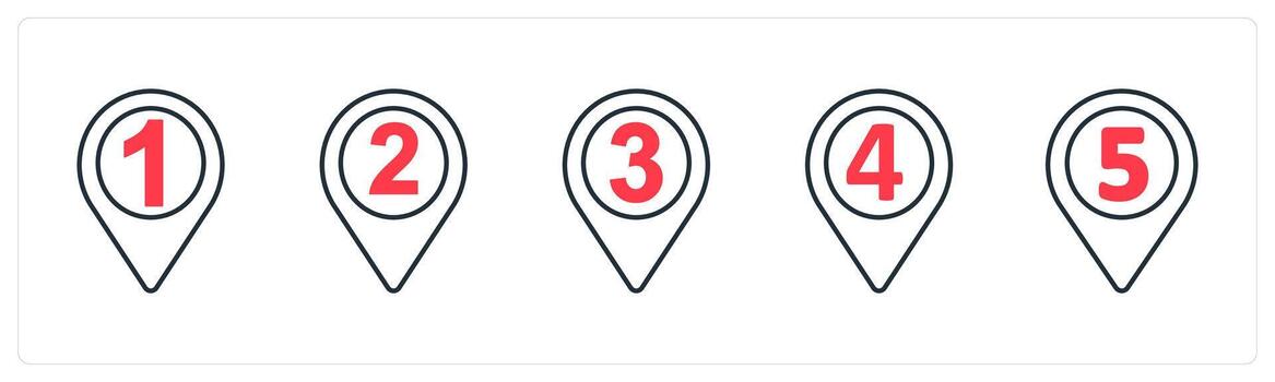 A set of 5 mix icons as one, two, three in red color vector