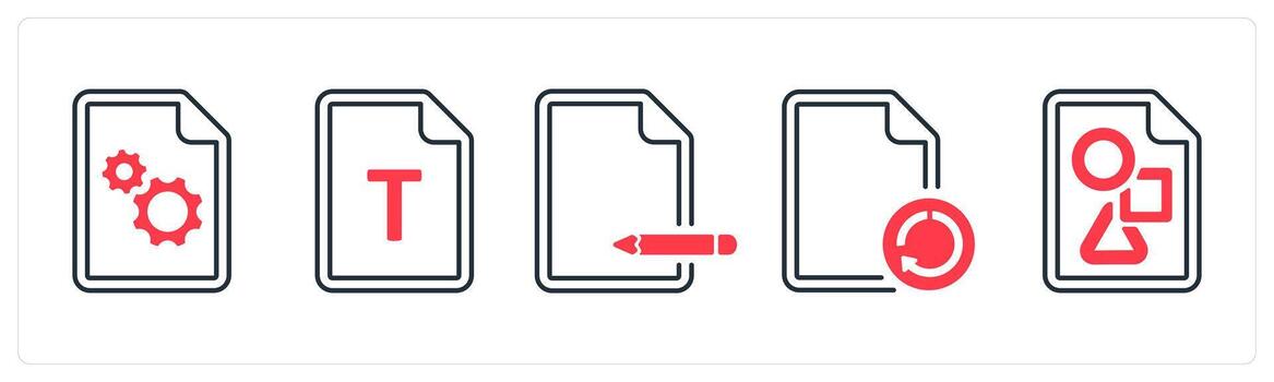 un conjunto de 5 5 mezcla íconos como mejoramiento, documento archivo, editar en rojo color vector
